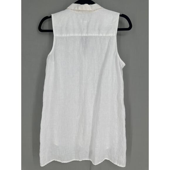 J Jill Top Womens Small Cream Linen Flowy Button Tunic Beach Lagenlook Boho - Picture 3 of 9